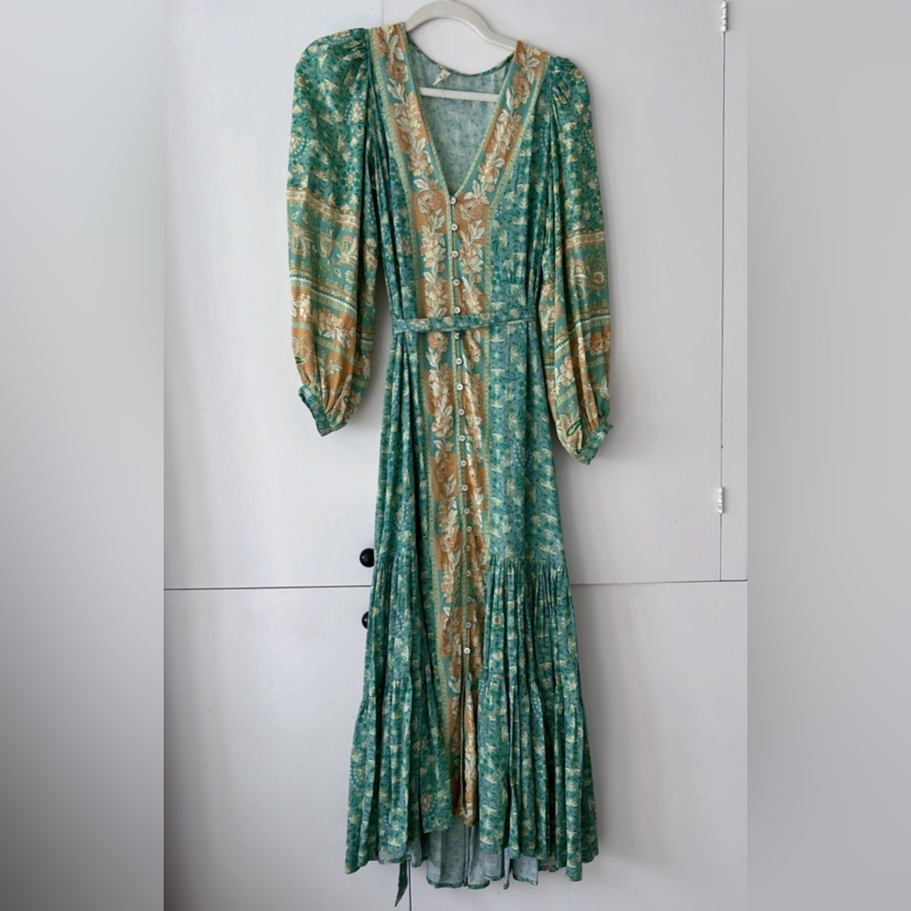 SPELL Madame Peacock Gown in Emerald - Picture 6 of 10